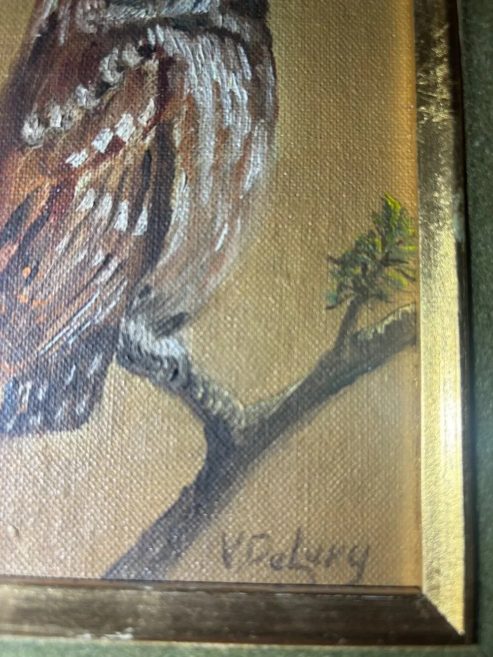 Framed Owl Artwork Small Signed Decorative Wall Art
